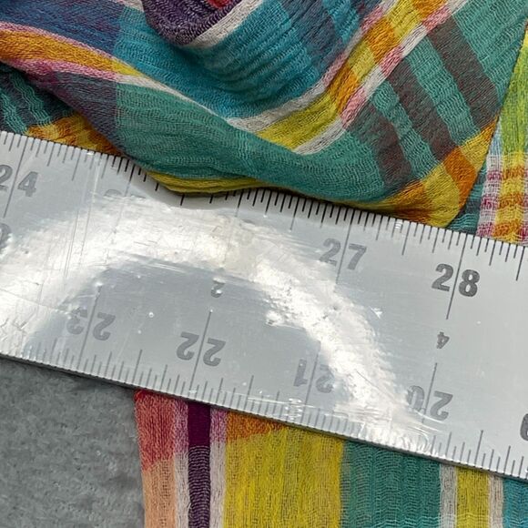 Soft Surroundings “Kona Shores” Rainbow Plaid Gauze Shirt |‎ Size M - Picture 8 of 10